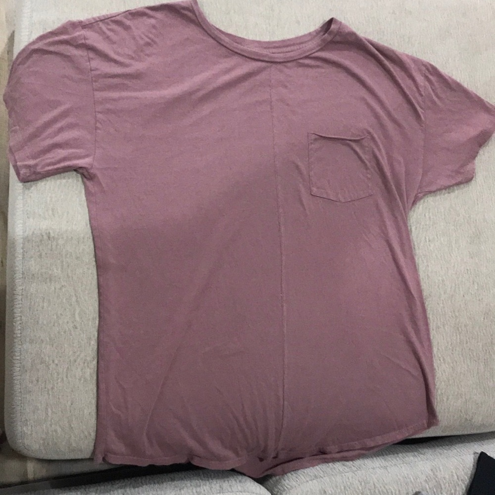 Mauve. Soft over sized T with pocket.